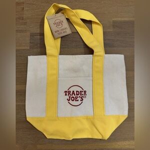 Trader Joe's Mini Canvas Tote Bag Yellow